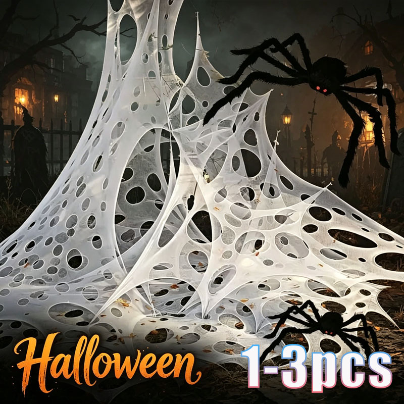 Spider Web Halloween Decoration - Tela decorativa con forma de telaraña