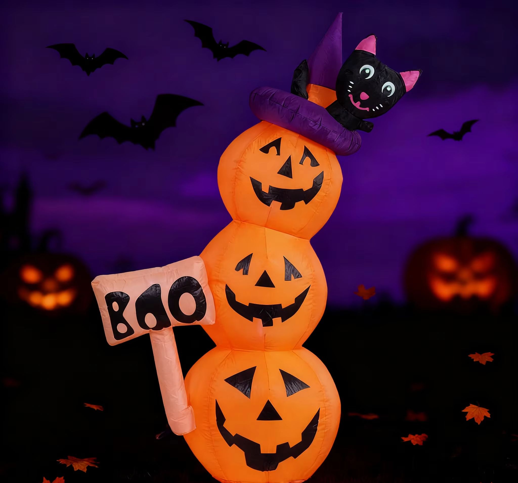 Halloween Pumpkin Decor Led - Calabazas Apiladas Inflables de Halloween de