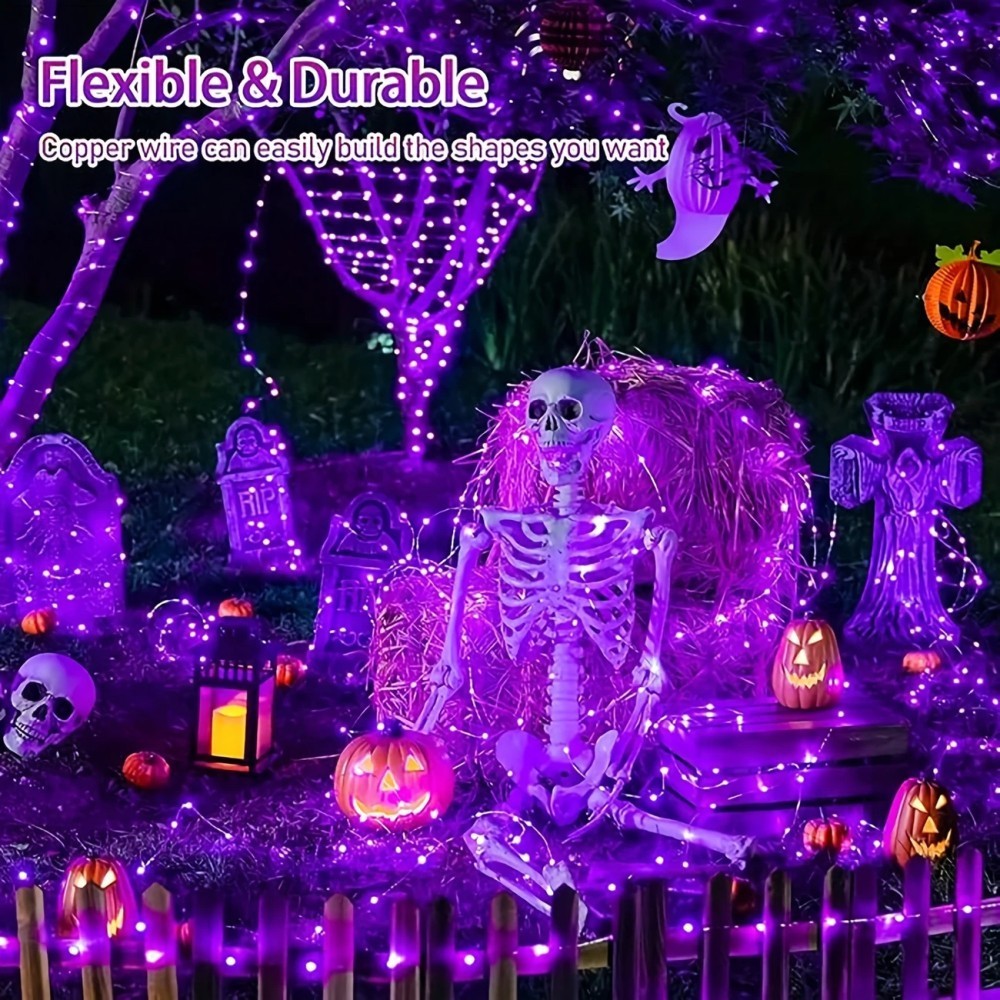 Halloween Led String Lights Orange - Guirnalda de luces solares para Halloween,