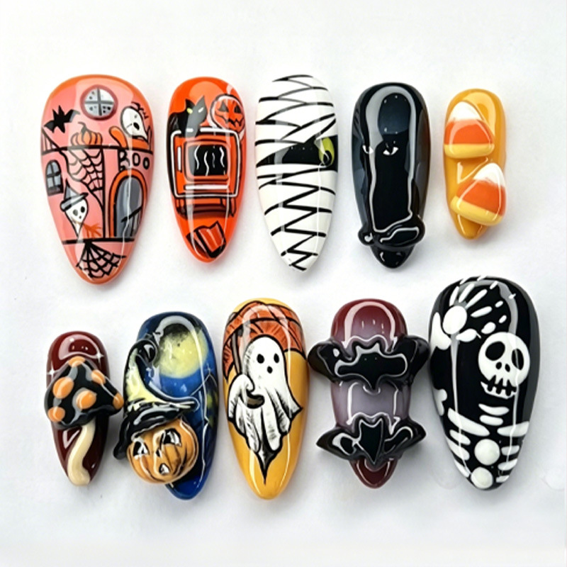 Halloween Skeleton Decoration - 30 Uñas Postizas de Halloween, Diseño