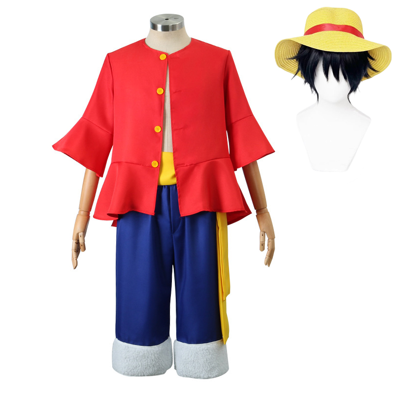 Halloween Costume Kids - Luffy Cosplay disfraz sombrero peluca Anime