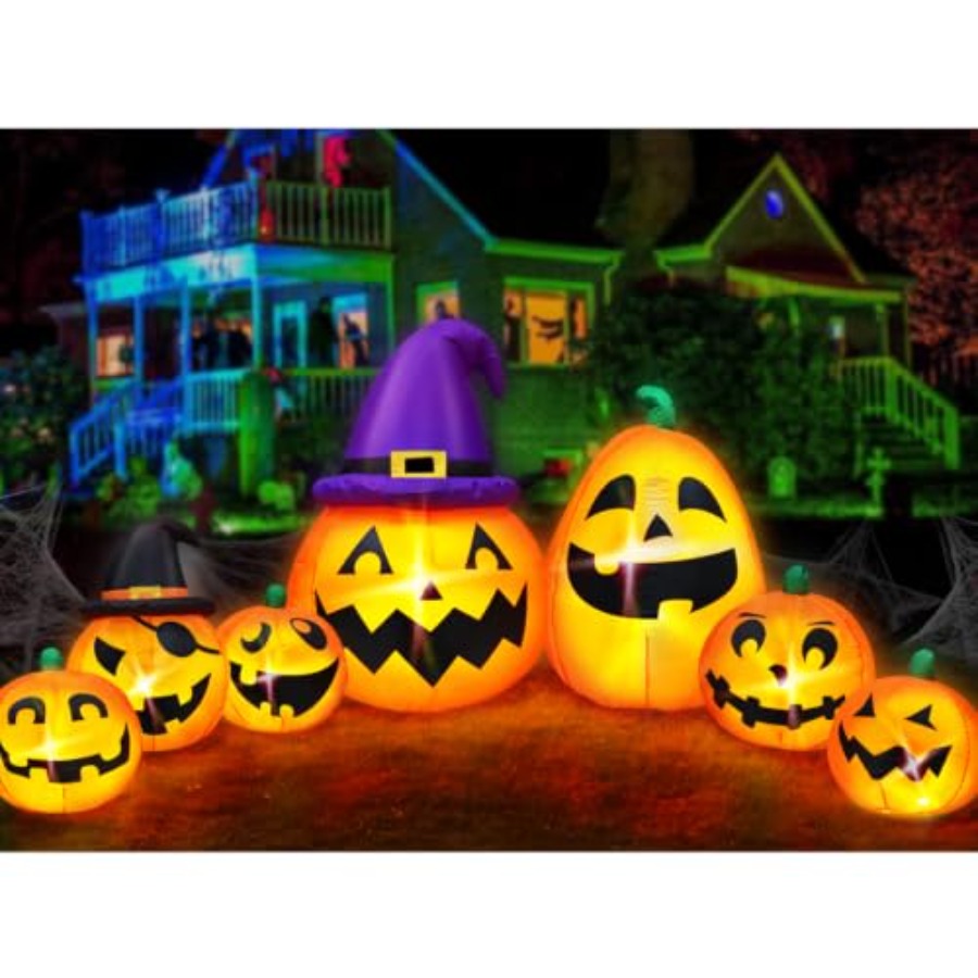 Halloween Pumpkin Decor Led - Decoración inflable de calabaza para Halloween,
