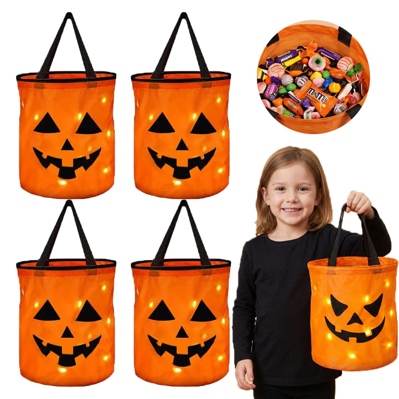 Halloween Pumpkin Decor Led - 1-10PC Cesta de calabaza LED de