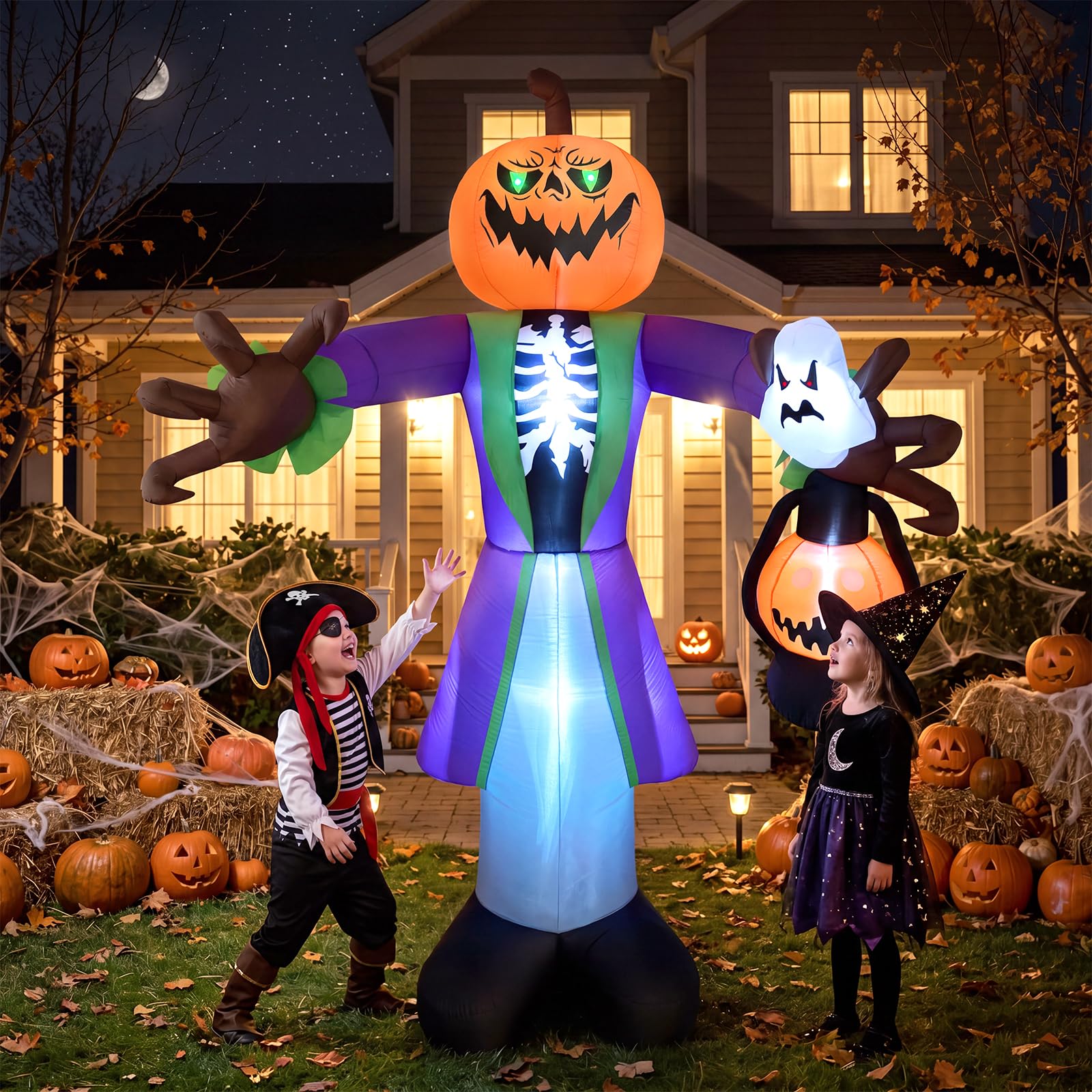 Halloween Pumpkin Decor Led - Calabaza inflable de Halloween con luces
