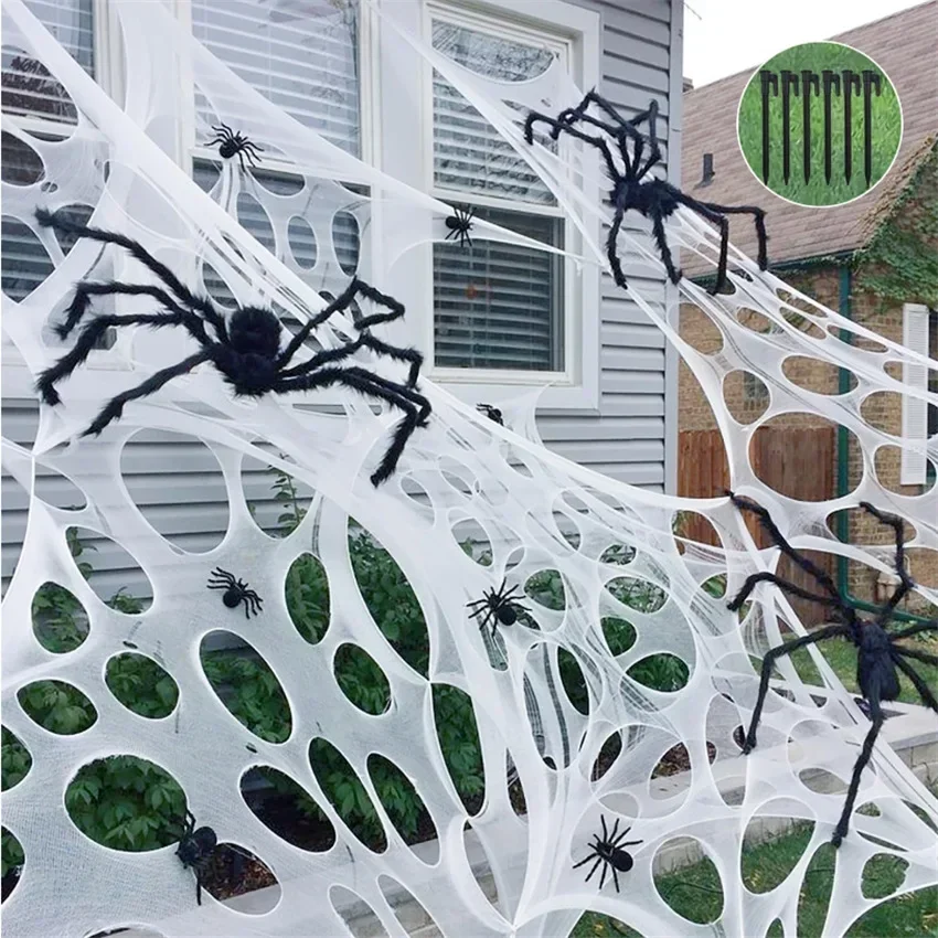 Tela decorativa con forma de t - Spider Web Halloween Decoration reseña y precio