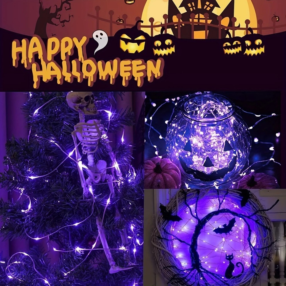 Guirnalda de luces solares par - Halloween Led String Lights Orange reseña y precio