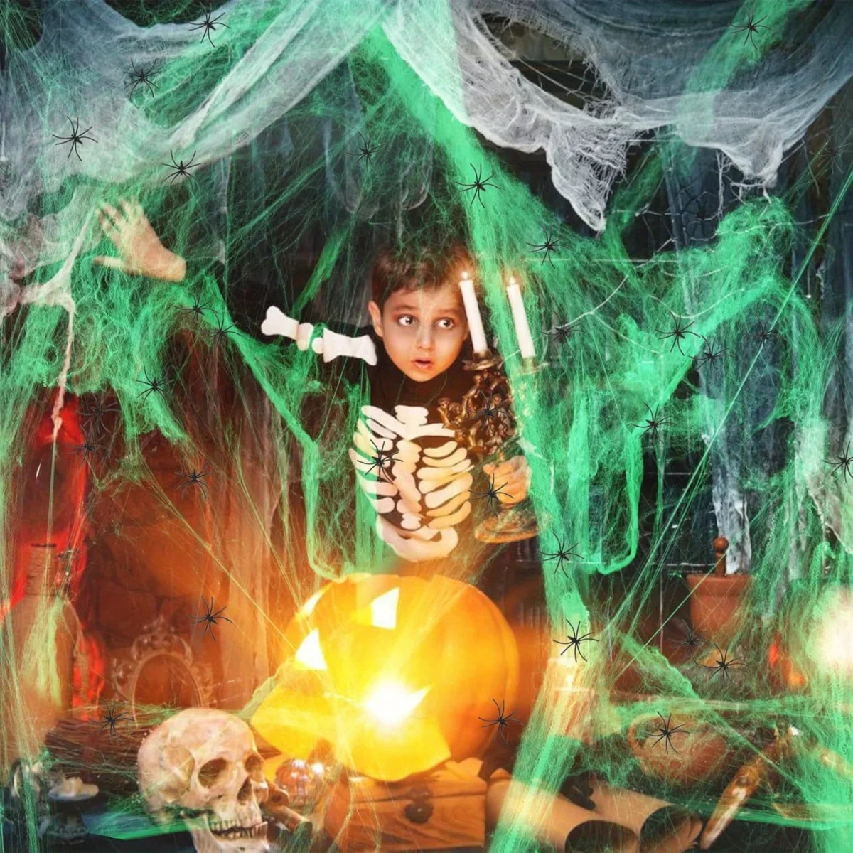 1-20PCS Decoración de Hallowee - Spider Web Halloween Decoration reseña y precio