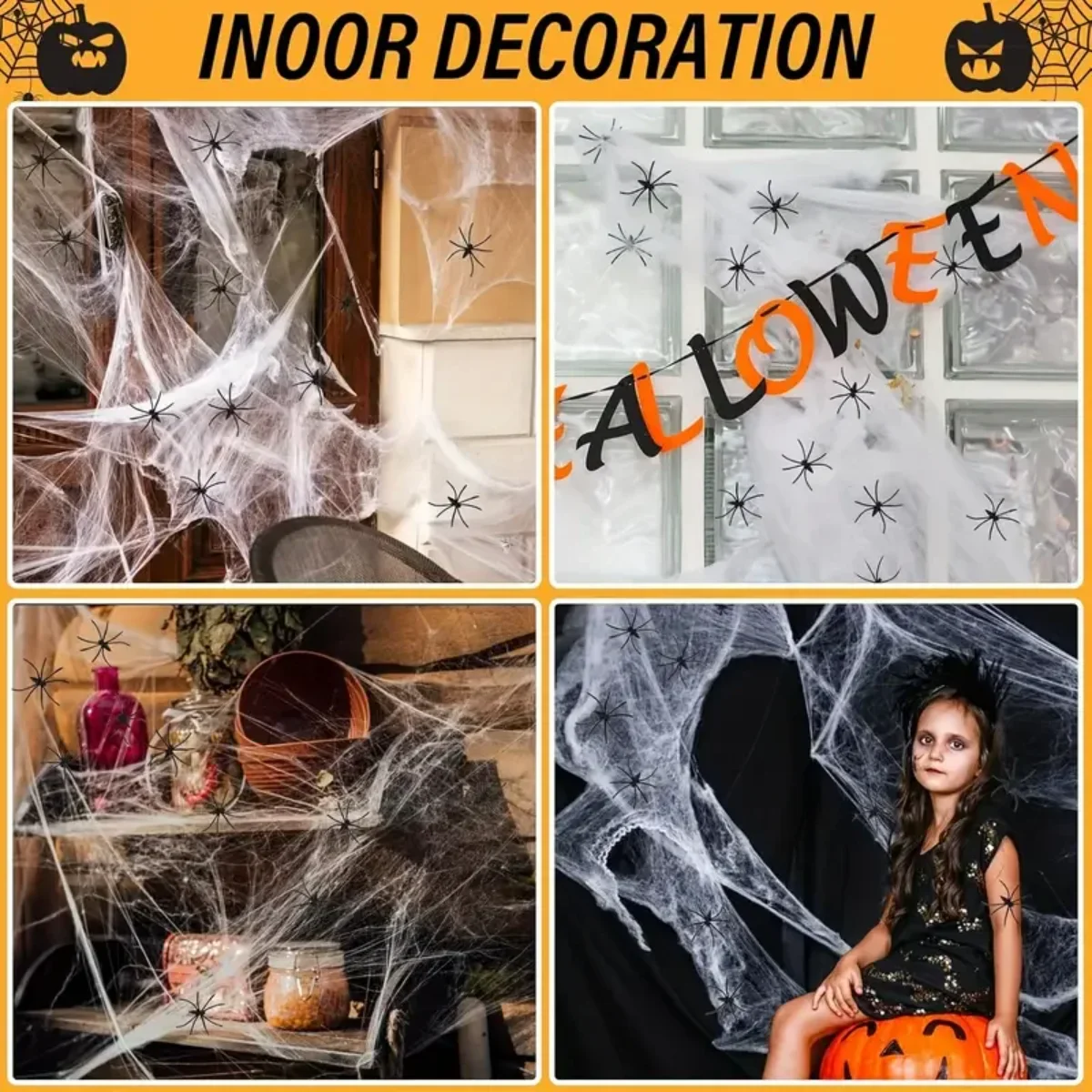1-20PCS Decoración de Hallowee - Spider Web Halloween Decoration reseña y precio