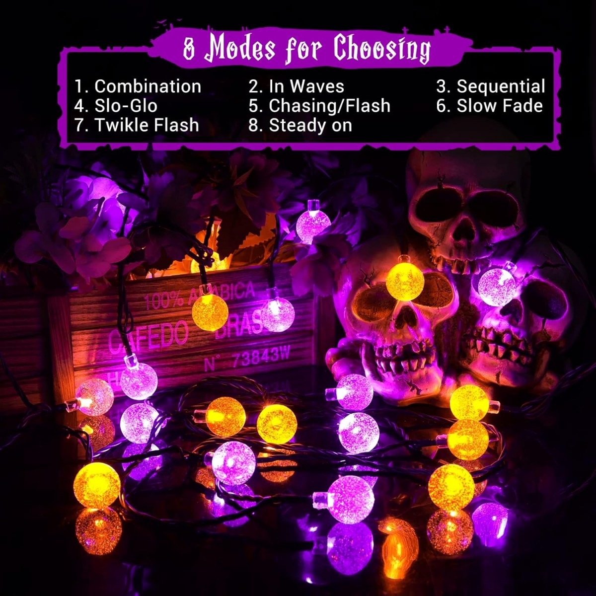 Guirnalda de luces alimentadas - Halloween Led String Lights Orange reseña y precio