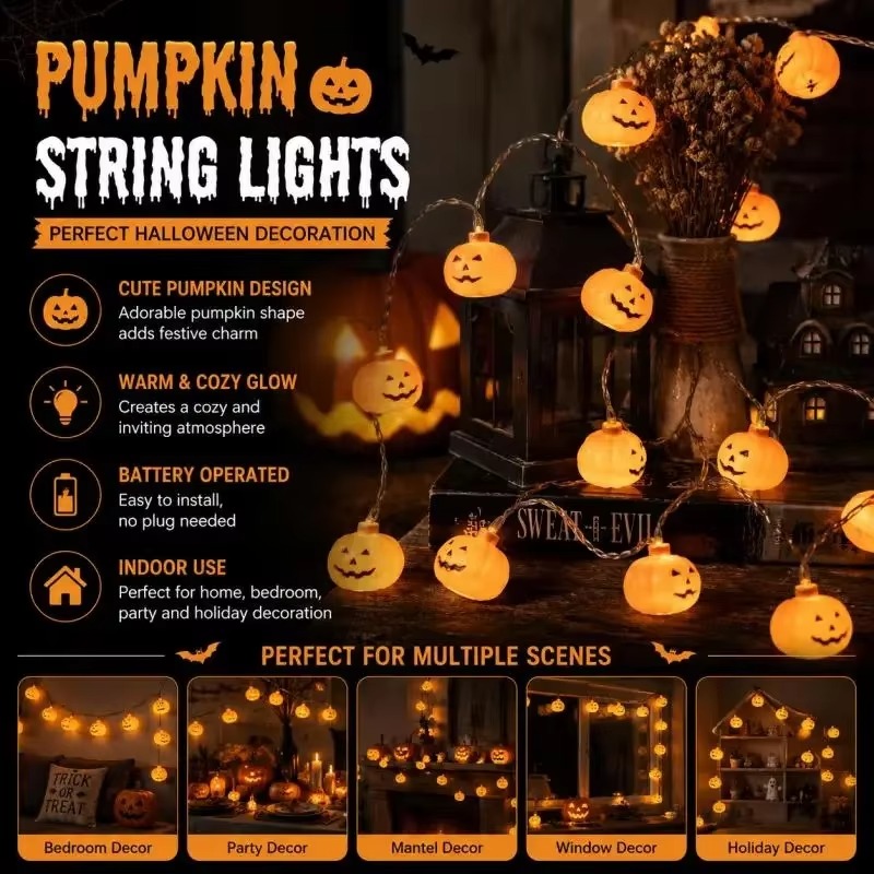 Guirnalda de luces LED con for - Halloween Pumpkin Decor Led reseña y precio
